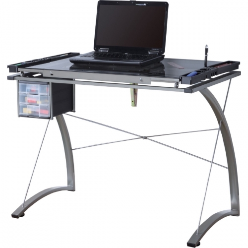 31" Computer Desk with White Top & Silver Metal